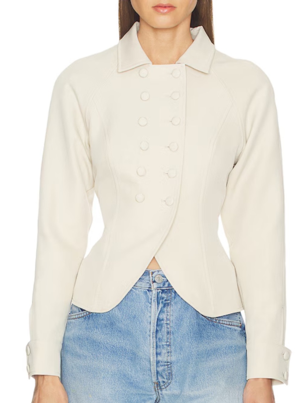 Lioness NWT Form Jacket Medium Cream Button Front Long Sleeves